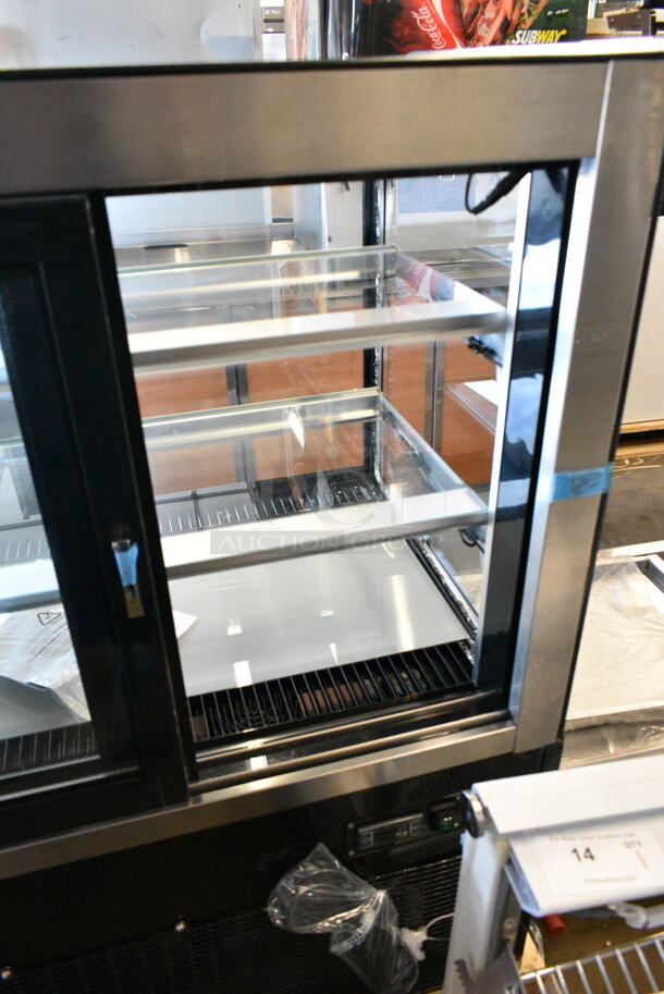 BRAND NEW SCRATCH AND DENT! Avantco 193BC72HCB Curved Glass Black Refrigerated Bakery Display Case. 120 Volts, 1 Phase. Tested and Working! - Image 8 of 9
