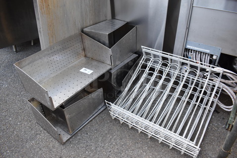 ALL ONE MONEY! Lot of Various Items Including White Racks and Metal Perforated Pieces