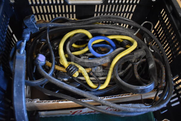 ALL ONE MONEY! Lot of Items Under Table Including Baskets, Mini Battery Isolator, Bungee Cords and Poly Beverage Dispenser - Image 5 of 11