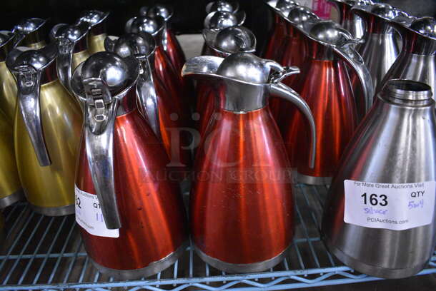 11 Red Finish Metal Coffee Urns. 7x5.5x10. 11 Times Your Bid!