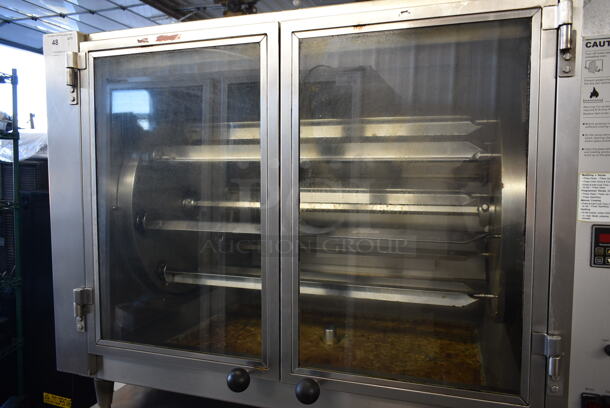 Hickory Industries N/5.8 G Stainless Steel Commercial Natural Gas Powered 7 Spit Rotisserie Oven w/ 7 Extra Spits on Stand. 65,000 BTU. - Image 2 of 11