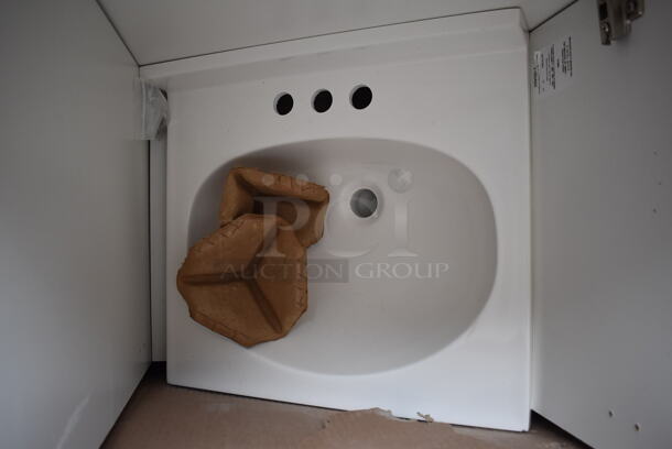 BRAND NEW SCRATCH AND DENT! Wood Pattern Cabinet and Sink. 18x16x33 - Image 2 of 5