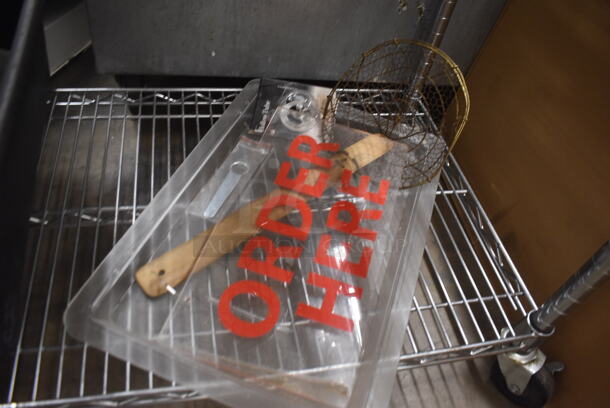 ALL ONE MONEY! Lot of Glass Carafes, Order Here Sign, AND MORE! Does Not Include Metro Shelf. - Image 3 of 3