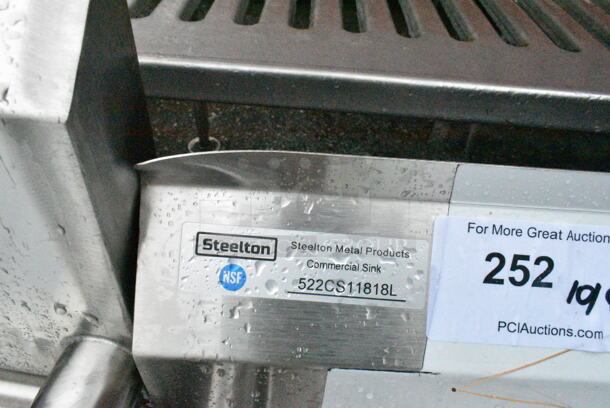 BRAND NEW SCRATCH AND DENT! Steelton 522CS11818L  38 3/4" 18-Gauge Stainless Steel One Compartment Commercial Sink with Left Drainboard - 18" x 18" x 12" Bowl - Image 7 of 7