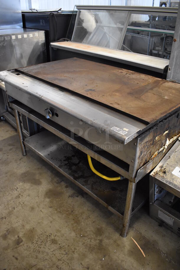 Imperial Stainless Steel Commercial Countertop Natural Gas Powered Flat Top Griddle on Stainless Steel Equipment Stand w/ Under Shelf. 48x31x31 - Image 2 of 6