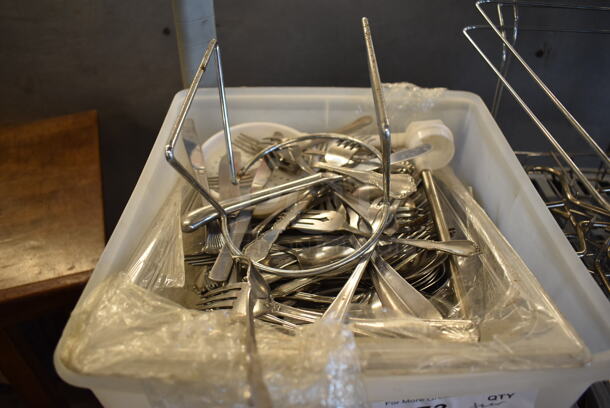 ALL ONE MONEY! Tier Lot of Various Items Including Graters, Chafing Dish Frames and Silverware - Image 2 of 4