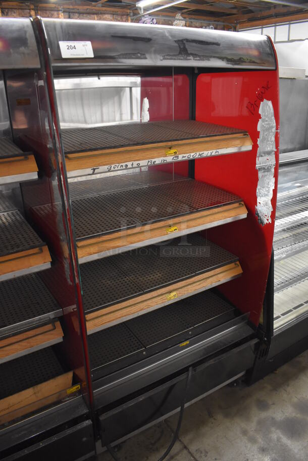Fri-jado MD40-4 SB Stainless Steel Commercial Floor Style Open Grab N Go Heated Merchandiser w/ Metal Shelves on Commercial Casters. 208 Volts, 1 Phase. 39.5x30.5x79