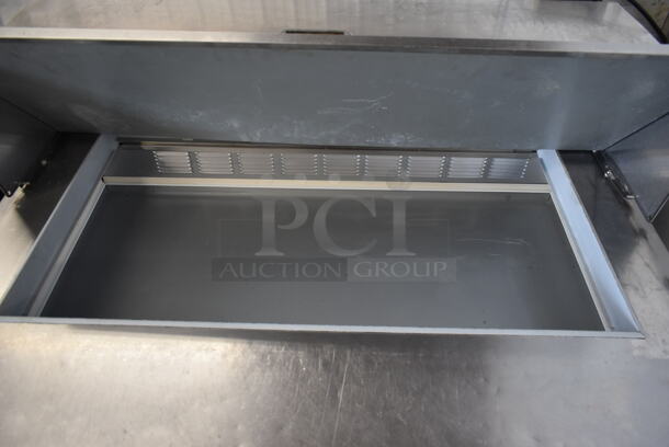 Beverage Air Stainless Steel Commercial Sandwich Salad Prep Table Bain Marie Mega Top w/ 2 Drawers and Door on Commercial Casters. 115 Volts, 1 Phase. Tested and Powers On But Does Not Get Cold - Image 4 of 7