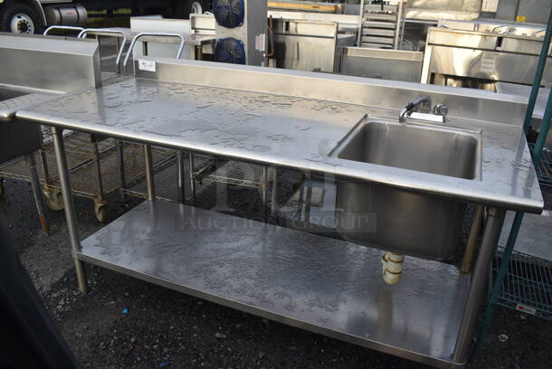 Stainless Steel Table w/ Sink Bay, Faucet, Handles and Under Shelf. 72x30x39. Bay 16x20x12 - Image 2 of 4
