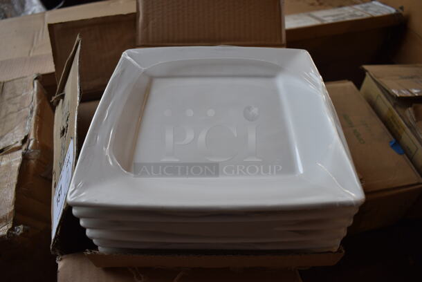 12 BRAND NEW IN BOX! Tuxton White Ceramic Square Plates. 8.5x8.5x1. 12 Times Your Bid!