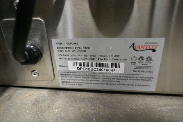BRAND NEW SCRATCH AND DENT! Avantco 177DPO18S Stainless Steel Commercial Countertop Single Deck Countertop Pizza/Bakery Oven. 120 Volts, 1 Phase. Tested and Working! - Image 7 of 7