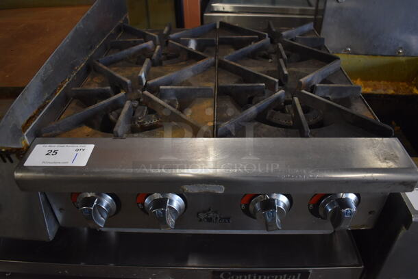 Star Stainless Steel Commercial Countertop Natural Gas Powered 4 Burner Range. 24x28x12