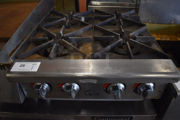 Star Stainless Steel Commercial Countertop Natural Gas Powered 4 Burner Range. 24x28x12 - Image 1 of 5