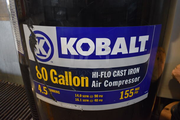 Kobalt 80 Gallon High Flo Cast Iron Air Compressor. 26x26x67 - Image 3 of 7