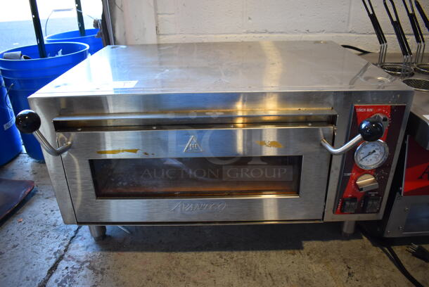 Avantco 177DPO18S Stainless Steel Commercial Countertop Electric Powered Single Deck Pizza Oven w/ Cooking Stone. 120 Volts, 1 Phase. 28x23x16