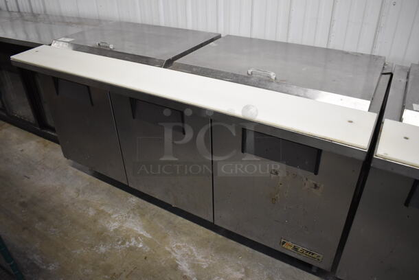 2011 True TSSU-72-30M-B-ST Stainless Steel Commercial Pizza Prep Table on Commercial Casters. 115 Volts, 1 Phase. 72x34x38. Tested and Working!