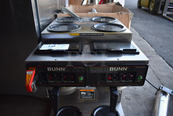 2012 Bunn Model CWTF 4/2 TWIN Stainless Steel Commercial Countertop Dual 6 Burner Coffee Machine w/ Hot Water Dispenser and 2 Metal Brew Baskets. 120/240 Volts, 1 Phase. 16x20x19 - Image 5 of 8