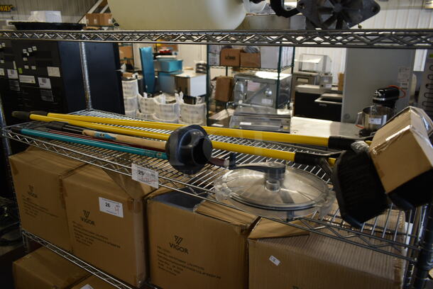 ALL ONE MONEY! Two Tier Lot of Various Items Including Lawn and Garden Sprayer and Plunger - Image 2 of 3