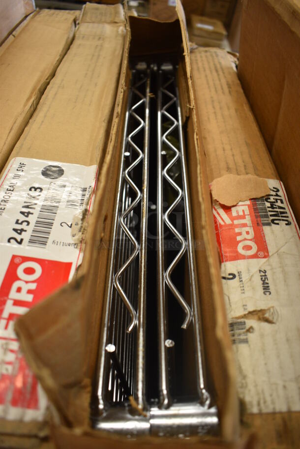 ALL ONE MONEY! Lot of 4 BRAND NEW IN BOX! Metro Chrome Finish Wire Shelves. 54x21x1.5 - Image 1 of 3