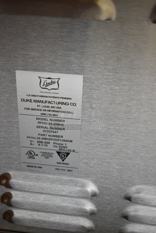 BRAND NEW! DukeRFHU-24-208H2 Stainless Steel Commercial Countertop Dedicated Holding Bin w/ 6 Poly Bins. 208-240 Volts, 1 Phase.  - Image 8 of 8