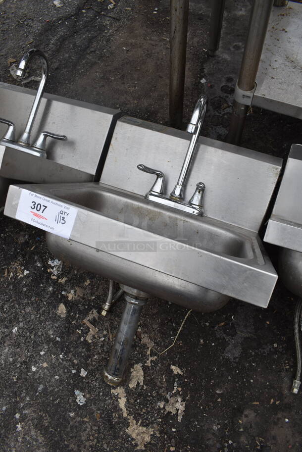 Stainless Steel Single Bay Wall Mount Sink w/ Faucet and Handles. 17x17x24 - Image 2 of 5