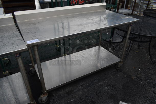 John Boos Stainless Steel Commercial Table w/ Commercial Can Opener Mount, Under Shelf and Back Splash on Commercial Casters. - Image 1 of 6