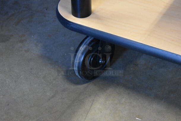 BRAND NEW SCRATCH AND DENT! Wood Pattern 3 Tier Cart / Table on Commercial Casters. Stock Picture - Cosmetic Condition May Vary.  - Image 6 of 6
