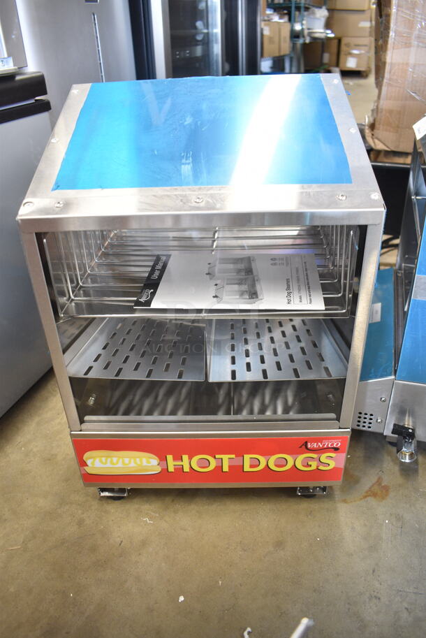 BRAND NEW SCRATCH AND DENT! 2023 Avantco 177HDS175 Stainless Steel Commercial Countertop 175 Dog / 40 Bun Hot Dog Steamer. 120 Volts, 1 Phase. Tested and Does Not Power On - Image 7 of 8