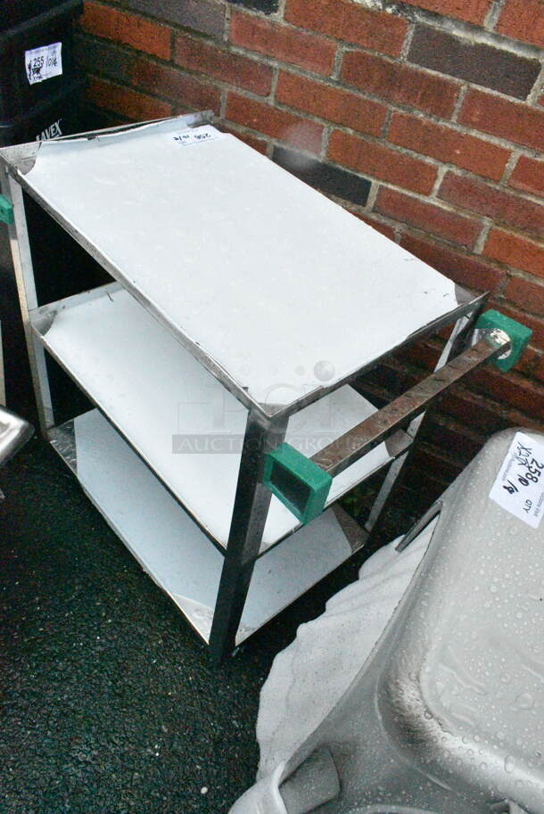 BRAND NEW SCRATCH AND DENT! Regency 600CT1627WD 16" x 27" Three Shelf 20 Gauge 430 Stainless Steel Utility Cart - Fully Welded - Image 3 of 7