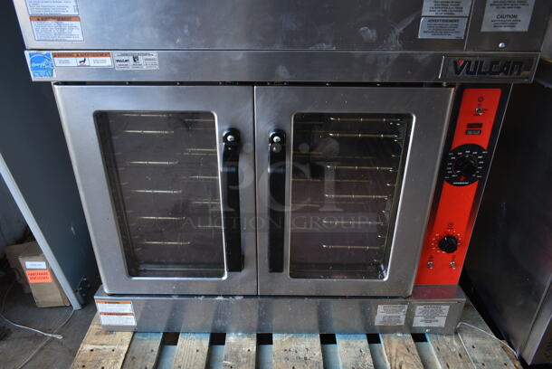2 LIKE NEW! Vulcan VC4ED Stainless Steel Commercial Electric Powered Full Size Convection Ovens w/ View Through Doors, Metal Oven Racks and Thermostatic Controls. 208 Volts, 3/1 Phase. 2 Times Your Bid! - Image 3 of 11
