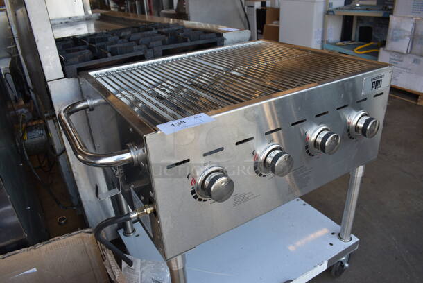 BRAND NEW! Backyard Pro Model GC402 Stainless Steel Commercial Propane Gas Powered Countertop Charbroiler Grill w/ Under Shelf. 15,000 BTU. 39x24x35. Tested and Working! - Image 6 of 8