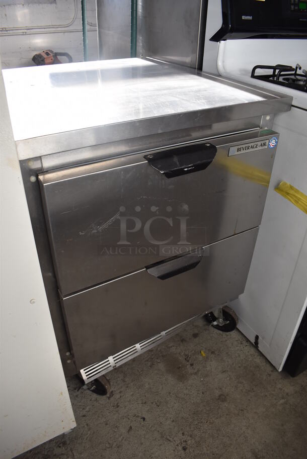 Beverage Air WTRD27A-2 Stainless Steel Commercial 2 Drawer Undercounter Cooler on Commercial Casters. 115 Volts, 1 Phase. 27x29x36. Tested and Working! - Image 3 of 10