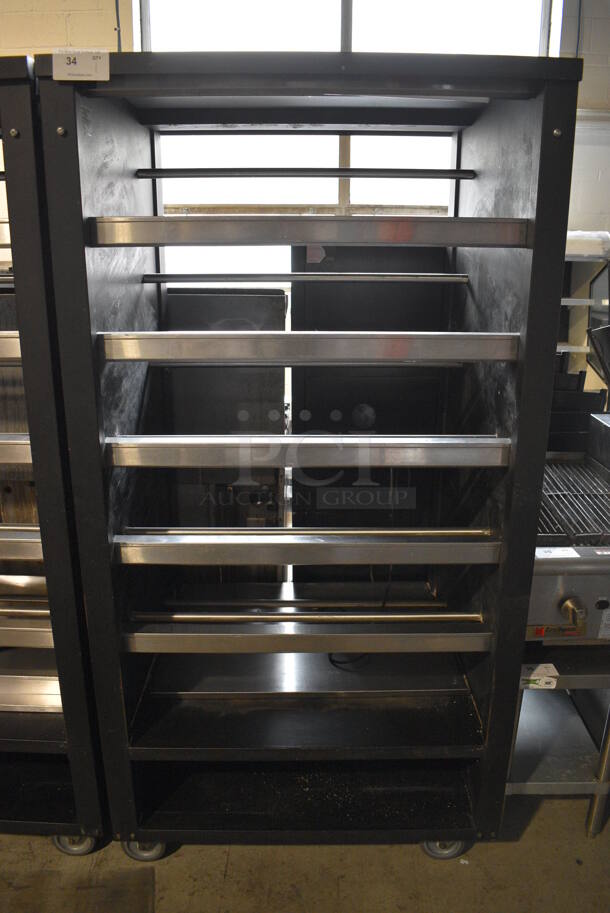 Metal Commercial Floor Style Bakery Bagel Display Transport Rack on Commercial Casters. 38.5x34x76