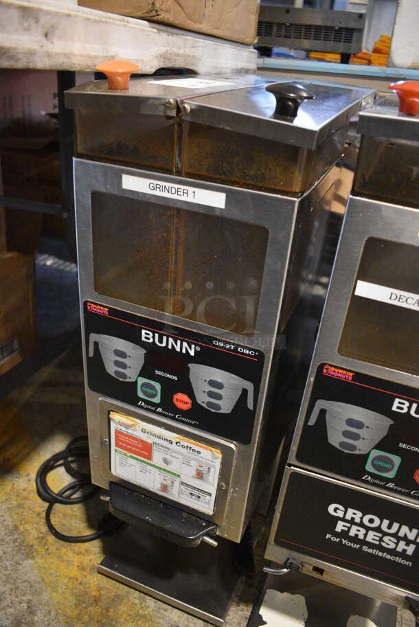 Bunn Model G9-2T DBC Stainless Steel Commercial Countertop Coffee Bean Grinder. 120 Volts, 1 Phase. 8.5x18.5x28. Tested and Working! - Image 2 of 5