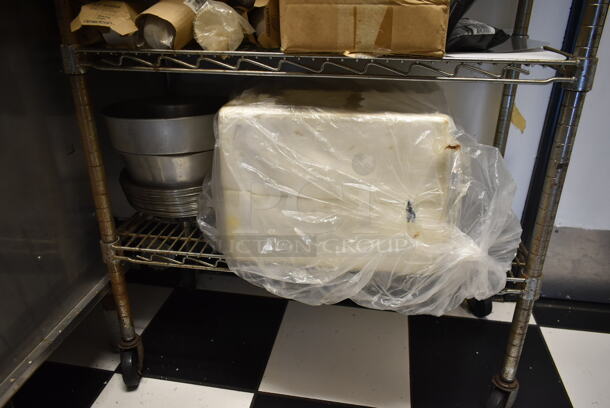 Metro Chrome Finish 5 Tier Wire Shelving Unit w/ Contents Including Paper Products. BUYER MUST REMOVE: BUYER MUST DISMANTLE. PCI CANNOT DISMANTLE FOR SHIPPING. PLEASE CONSIDER FREIGHT CHARGES. (kitchen #2) - Image 4 of 4