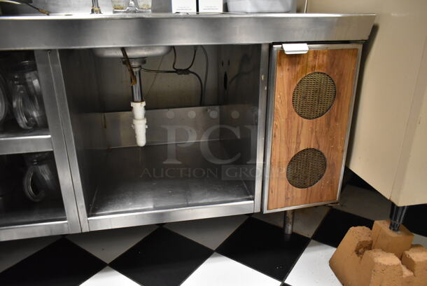 Stainless Steel Commercial Table w/ Sink Bay, Faucet, Handles, Back Splash and Under Shelf. Does Not Include Contents. BUYER MUST REMOVE. (ice room) - Image 5 of 9