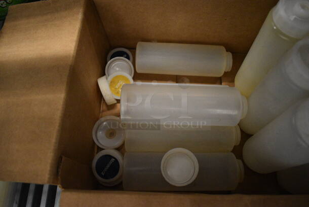 ALL ONE MONEY! Lot of 11 Poly Condiment Bottles w/ Various Lids!  - Image 2 of 3