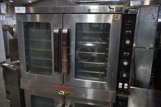 2 Vulcan ET88T Stainless Steel Commercial Electric Powered Full Size Convection Oven w/ View Through Doors, Metal Oven Racks and Thermostatic Controls on Commercial Casters. 480 Volts, 3 Phase. 2 Times Your Bid! - Image 3 of 8
