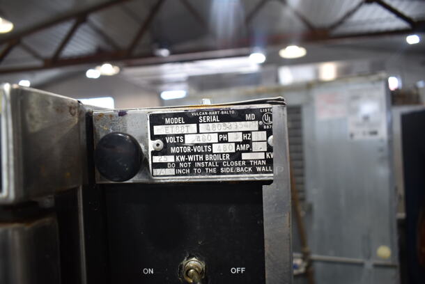 2 Vulcan ET88T Stainless Steel Commercial Electric Powered Full Size Convection Oven w/ View Through Doors, Metal Oven Racks and Thermostatic Controls on Commercial Casters. 480 Volts, 3 Phase. 2 Times Your Bid! - Image 6 of 8