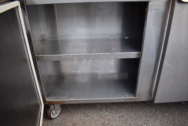 CustomCool Stainless Steel Commercial Table w/ 2 Doors, 2 Over Shelves and Order Holding Rod on Commercial Casters. 59x15x69 - Image 6 of 6