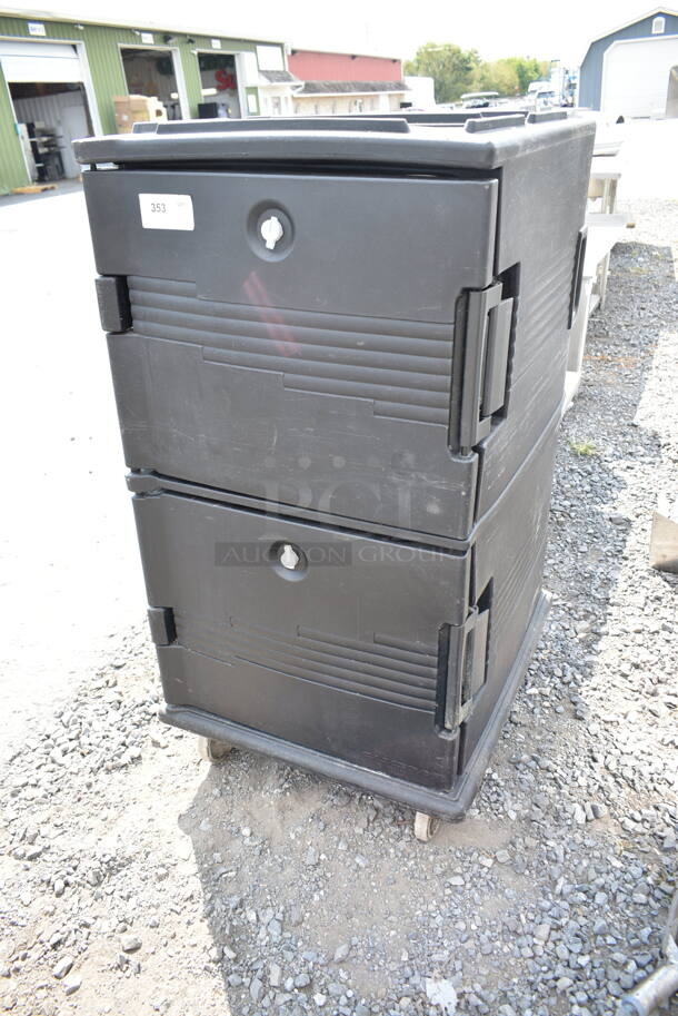 Cambro 1600MPC Black Poly 2 Compartment Catering Cabinet on Commercial Casters.  - Image 2 of 8