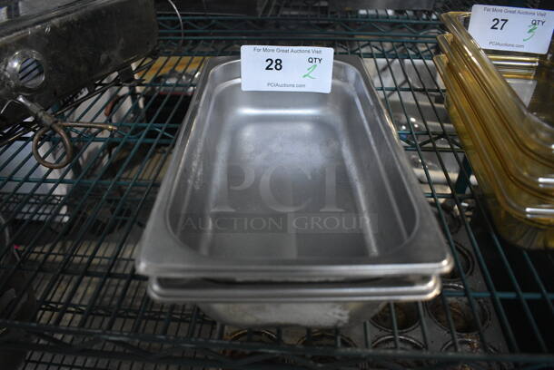 2 Stainless Steel 1/3 Size Drop In Bins. 1/3x2. 2 Times Your Bid!