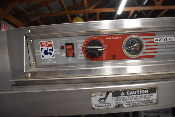 Metro C5 Stainless Steel Commercial 2 Half Size Reach In Warming Cabinet Merchandiser on Commercial Casters. 28x31x74. Tested and Working! - Image 3 of 6