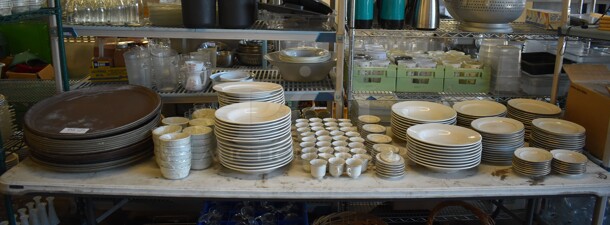 ALL ONE MONEY! Lot of Various Items on Tabletop Including Serving Trays, Ceramic Plates, Ceramic Espresso Mugs - Image 2 of 12