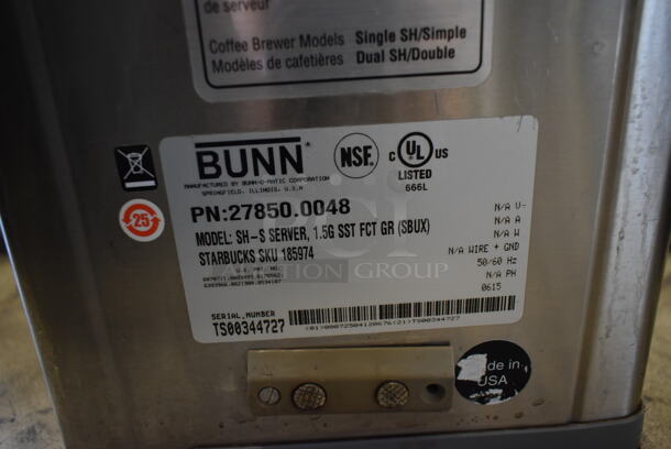 2015 Bunn DUAL SH DBC Stainless Steel Commercial Countertop Double Coffee Machine w/ Hot Water Dispenser, 2 Coffee Servers and 2 Metal Brew Baskets. 120/208 Volts, 1 Phase.  - Image 10 of 10
