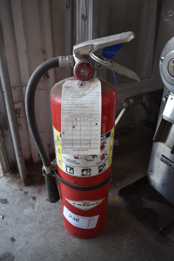 Amerex Fire Extinguisher. 9x6x21. Buyer Must Pick Up - We Will Not Ship This Item.