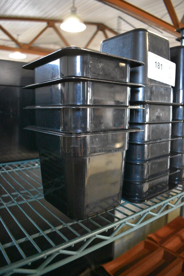 ALL ONE MONEY! Lot of 12 Cambro Black Poly 1/6 Size Drop In Bins! 1/6x6 - Image 2 of 3