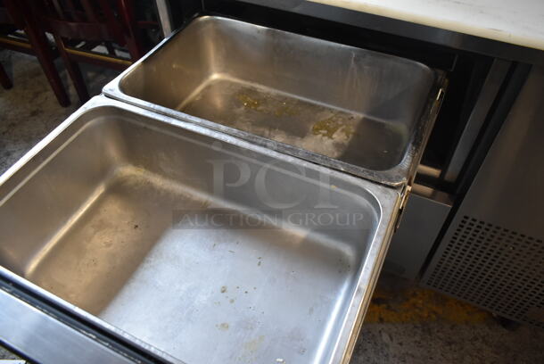 2016 True TPP-44D-2 Stainless Steel Commercial Pizza Prep Table w/ 2 Drawers on Commercial Casters. 115 Volts, 1 Phase. Tested and Powers On But Does Not Get Cold - Image 7 of 9