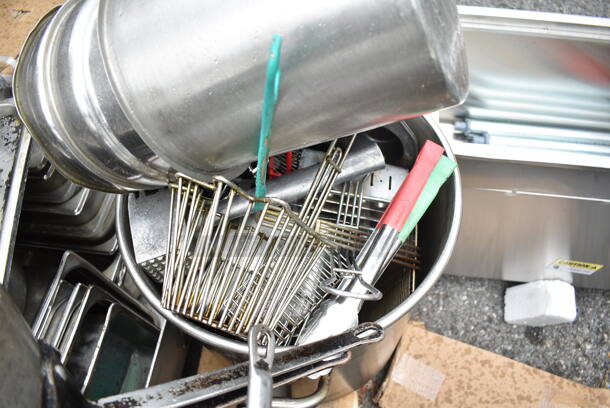 ALL ONE MONEY! PALLET LOT of Various Metal Items Including Drop In Bins, Stock Pots, Colander, Cylindrical Drop In Bins - Image 11 of 12
