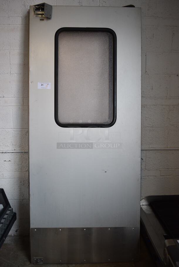 2 Eliason Metal Commercial Swinging Kitchen Door w/ Window. 35.5x7x83. 2 Times Your Bid!